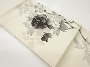 作家物　塩瀬金彩手描き牡丹模様名古屋帯
